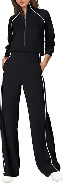 SENSERISE Womens Jumpsuits Casual Long Sleeve Jumpsuit One Piece Mock Ne...