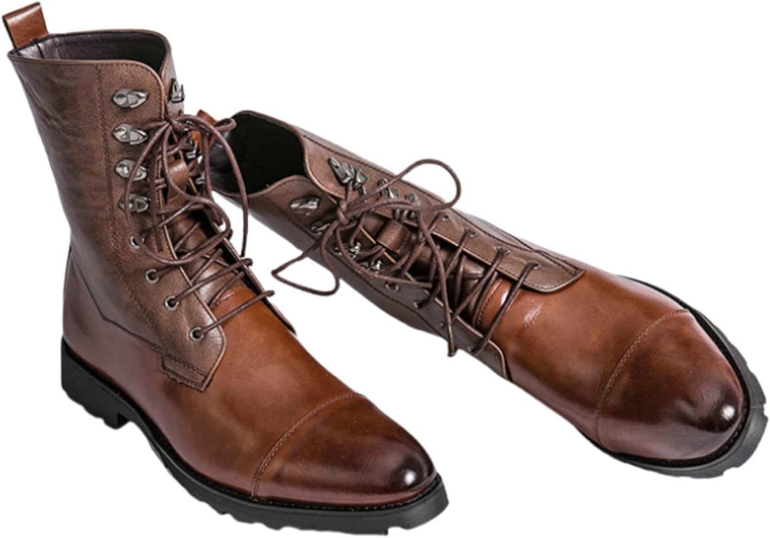 Plus Size Men's Combat Military boots Classic Lace Up Riding Motorcycle Hunting Casual Cowboy Boots Fashion Formal Walking Shoes, Black, Brown
