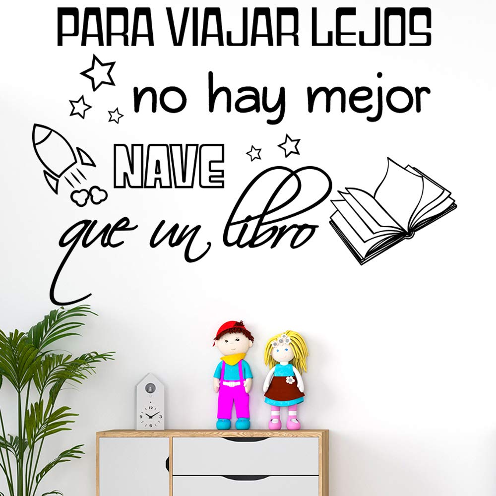 Vinilos de pared decorativo con frase decorativa "PARA VIAJAR LEJOS NO HAY MEJOR.." Pegatinas decorativas pared. Decoración casa Docliick DC-19111 (Vinilo de corte, 200x120cm)