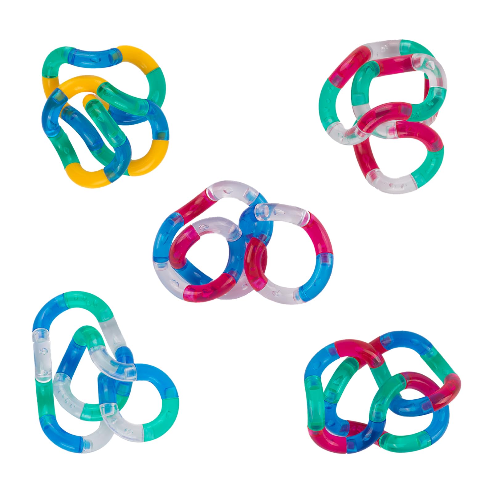 GWAWG5 PCS Tangle Fidget Toy Twisty Fidget Toy Stress Relief Stim Silent for Kids and Adults(Transparent)