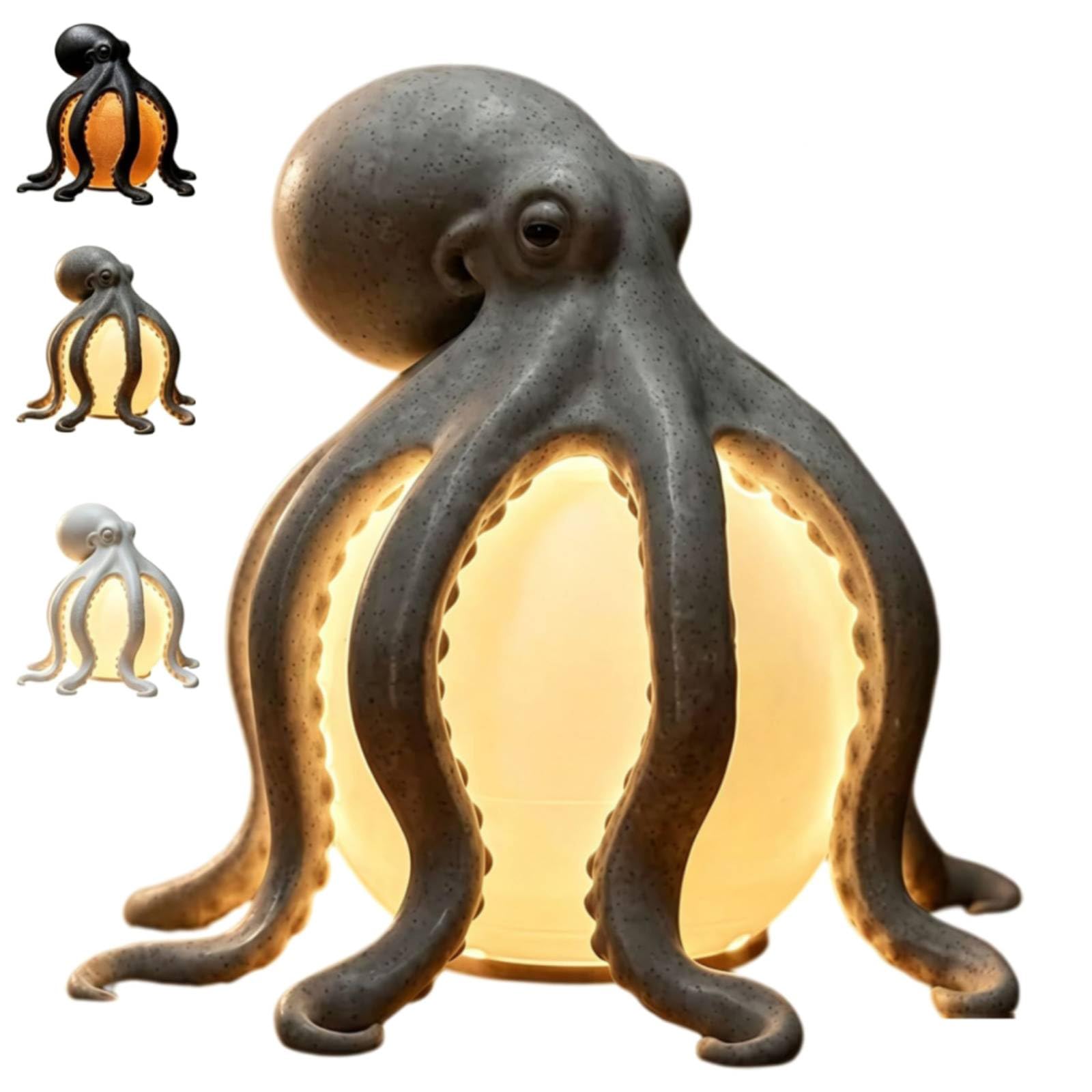 Octopus Ocean Decor Table Lamp, Resin Sculptural Octopus Lamp