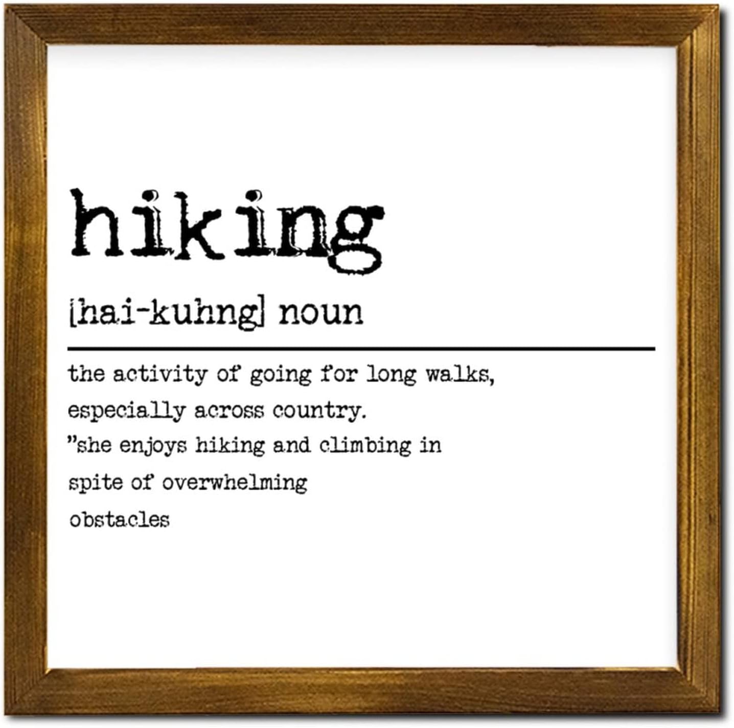 Frame Wall Sign Hiking Noun Definition Typography Art Print