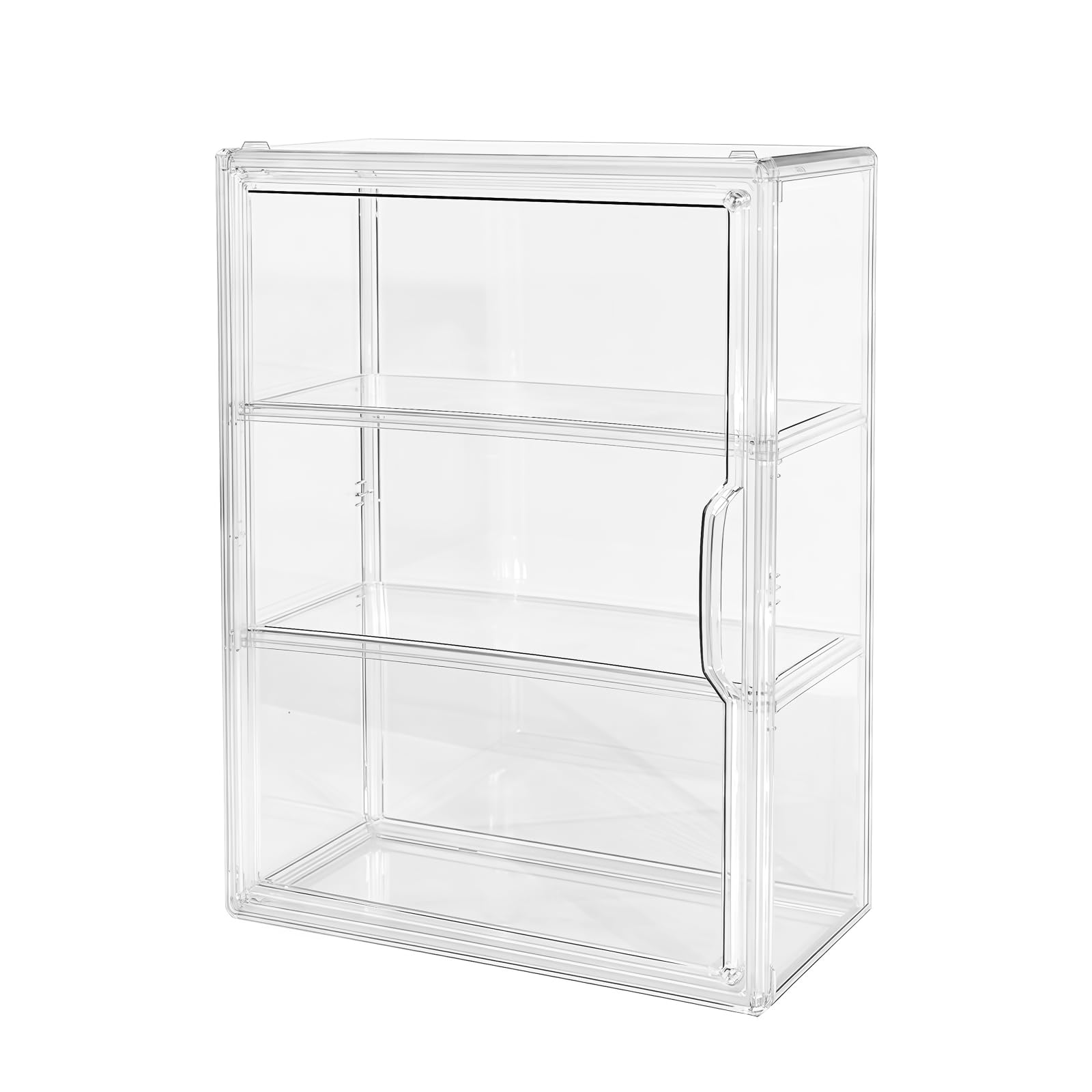 3 Tier Vitrine Acrylique pour Collection Figurine Vitrine Transparent avec Porte Magnétique Anti-Poussière Empilable Vitrine Exposition pour Pop! Figurines Poupées Blind Box Voiture Bijoux Cosmétiques