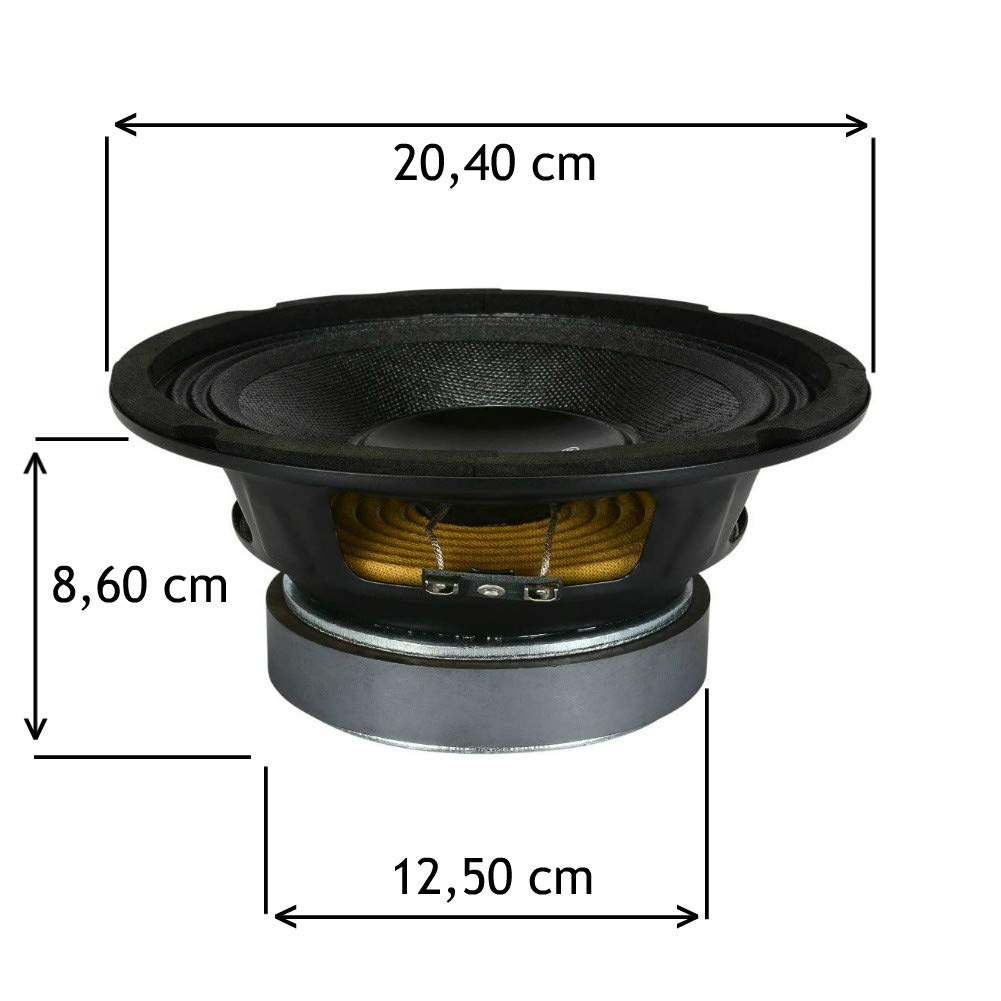 Pyle 1 WOOFER PPA8 Altavoz Mid Bass 20,00 cm 200 mm 8" diametro 200 vatios rms 500 vatios máx impedancia 8 ohmios para Fiesta en casa Disco, 1 Pieza