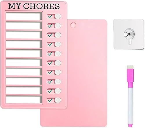 Miniatura 7 de Tabla de tareas borrable para niños con marcadores y gancho de pared, tabla deslizante de tareas de rutina diaria para niños y adultos (1 unidad,