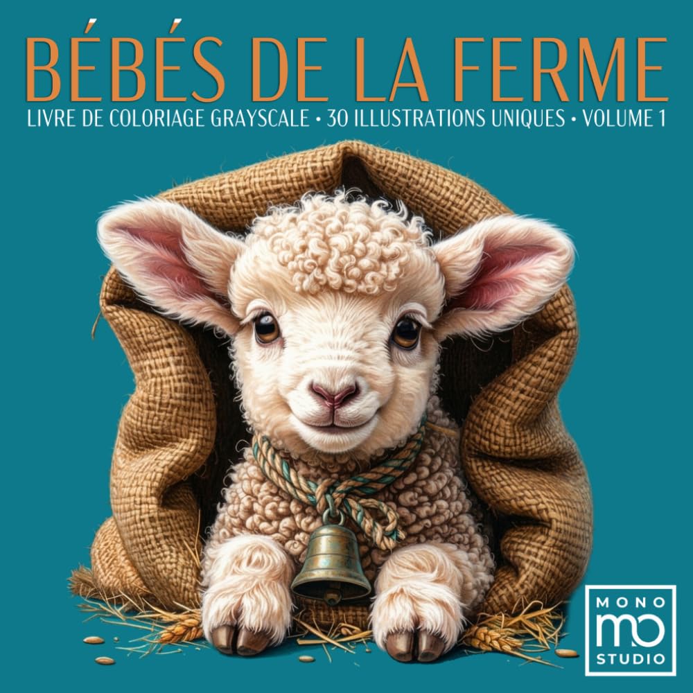 Bébés de la Ferme : Livre de Coloriage Grayscale Volume 1: 30 Portraits Réalistes d’Animaux Mignons pour Adultes et Seniors — Détente, Relaxation et Art-Thérapie — Édition Essentiel Signature
