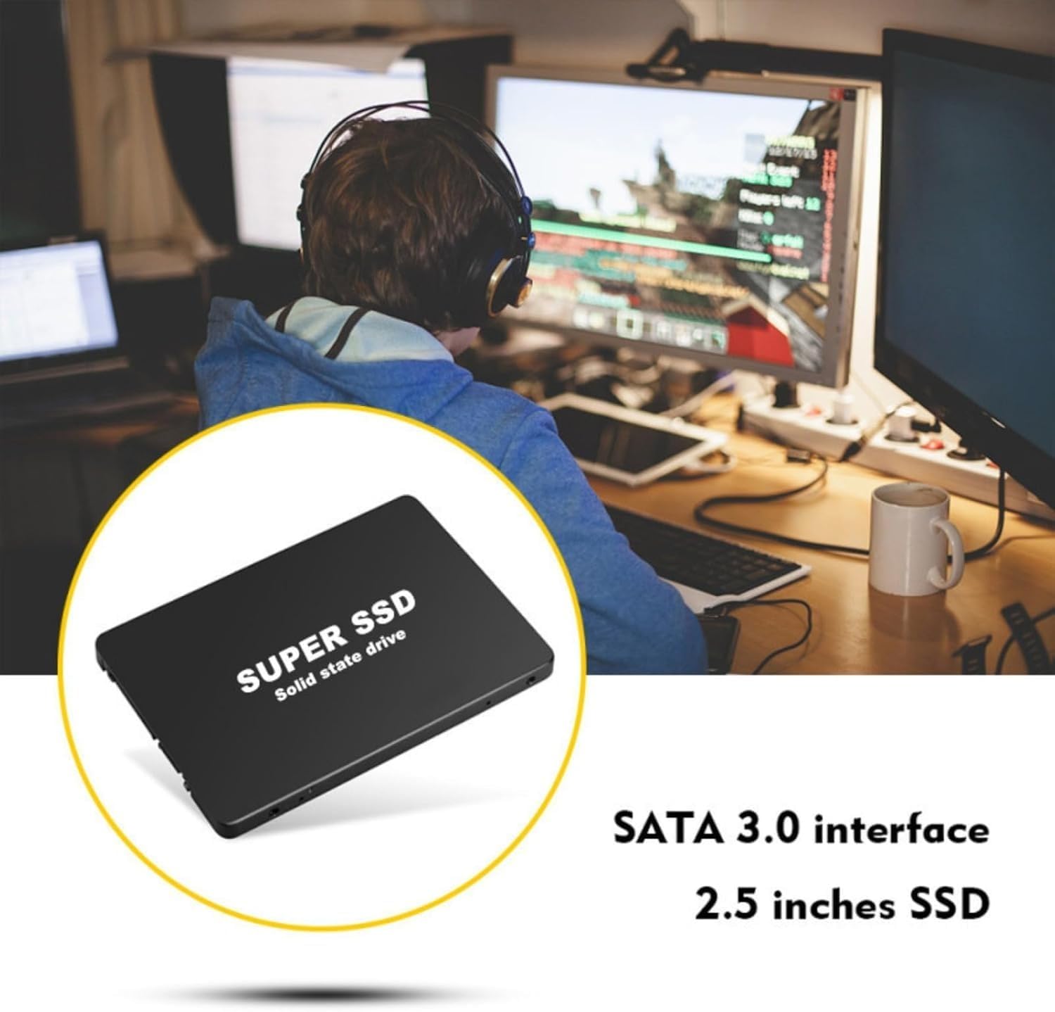 Dysk SSD 1TB/2TB/4TB SATA3 o wysokiej prędkości 2,5-calowy, odpowiedni dla laptopów i komputerów stacjonarnych, z uniwersalną prędkością odczytu do 550MB/s, wbudowaną pamięcią flash 3D NAND, dyski SSD