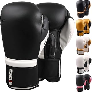 MAXSTRENGTH Boxing Gloves, Pro Training Sparring, MMA Heavy Kickboxing Gloves, Men Women Adult, Heavy Punching Bag Focus Mitts Pads Workout, Ventilated Palm, Series - 6oz To 16oz