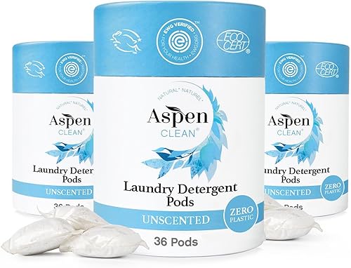 cápsulas de lavandería sin perfume y embalaje mejorado, cero plástico, vegano, detergente natural hipoalergénico para ropa, verificado por EWG - 36