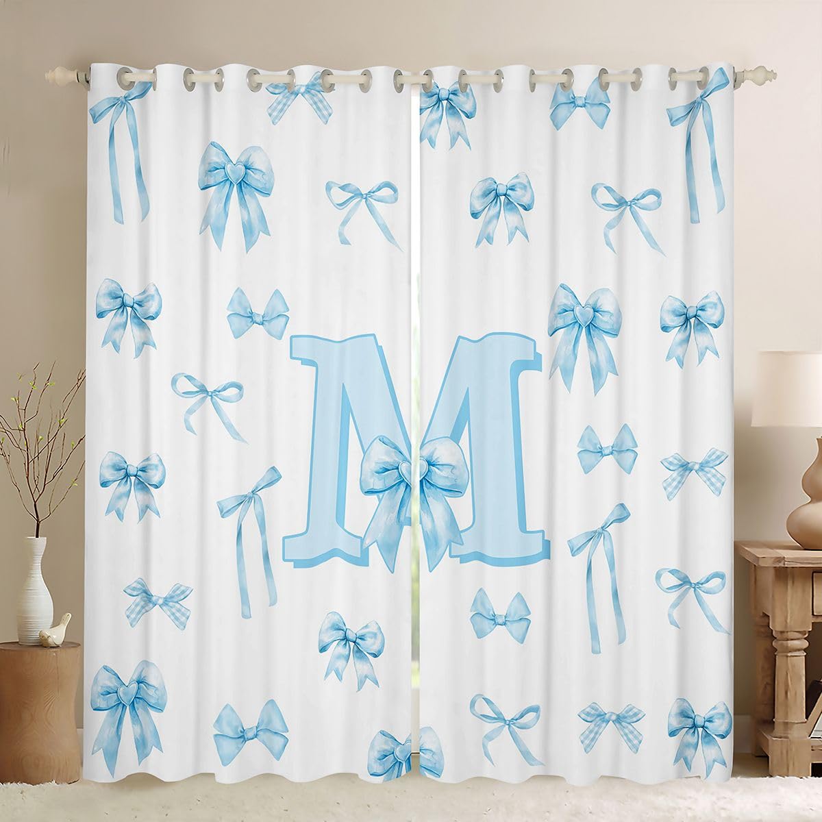 Rideaux voilage nœud papillon bleu pour bloquer la lumière du jour