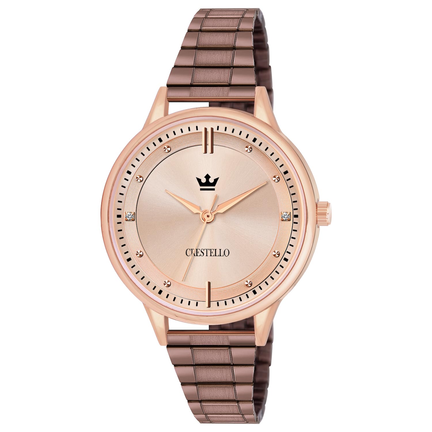 Brown Metal Chain Analog Wrist Watch for Women (Silver/Copper/Brown Dial) | CR-CP156-BWCH-image-27