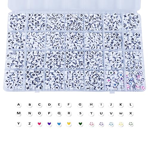 1400PCS Letter Beading Sets, Letter Beads Kit,A-Z Letter Beading, 28 Styles of Alphabet Beads, Colorful Smiley Face, Heart Beads for DIY Bracelets, Jewelry Making