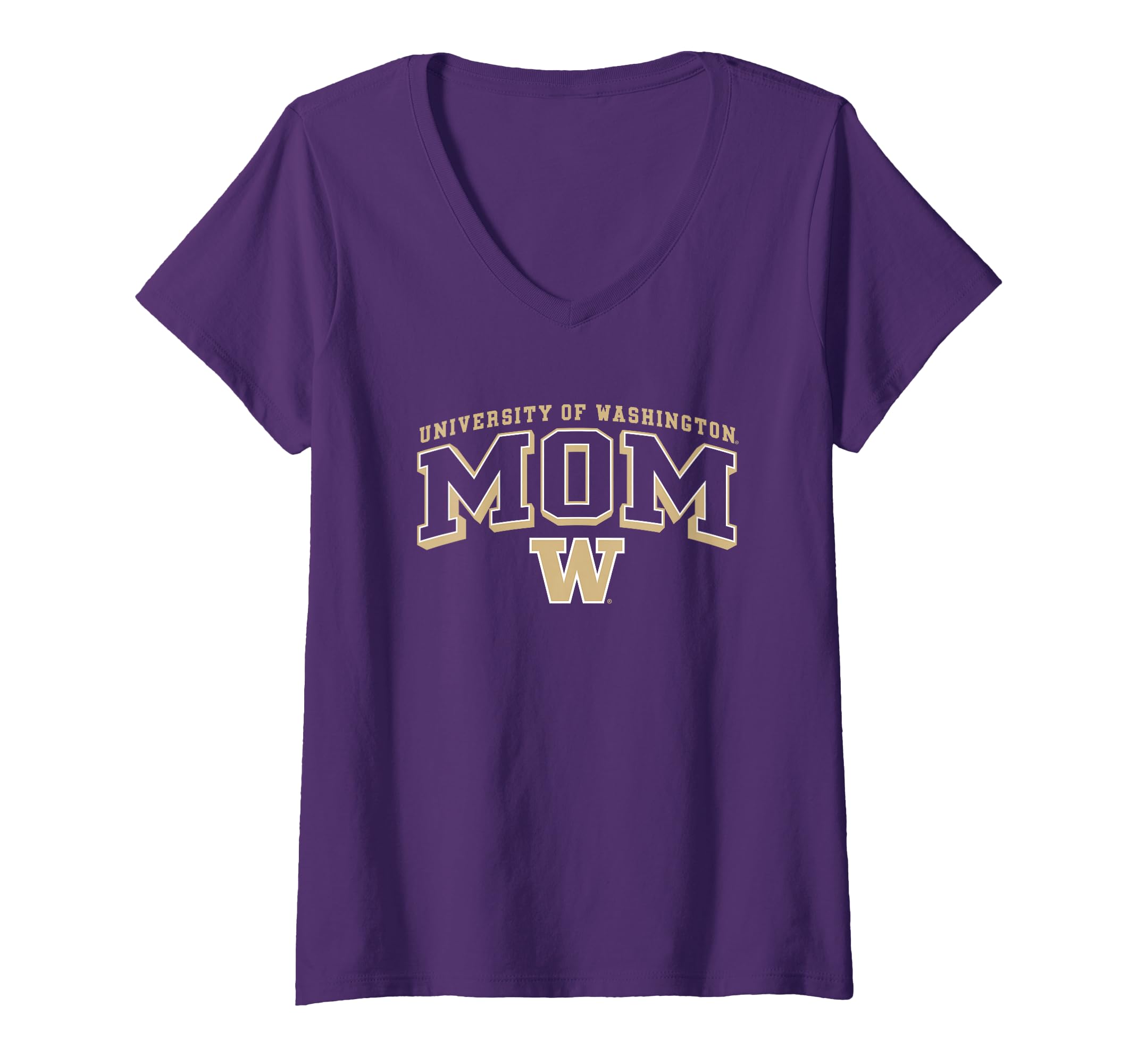 Womens Washington Huskies Mom Arch Purple Officially Licensed V-Neck T-Shirt