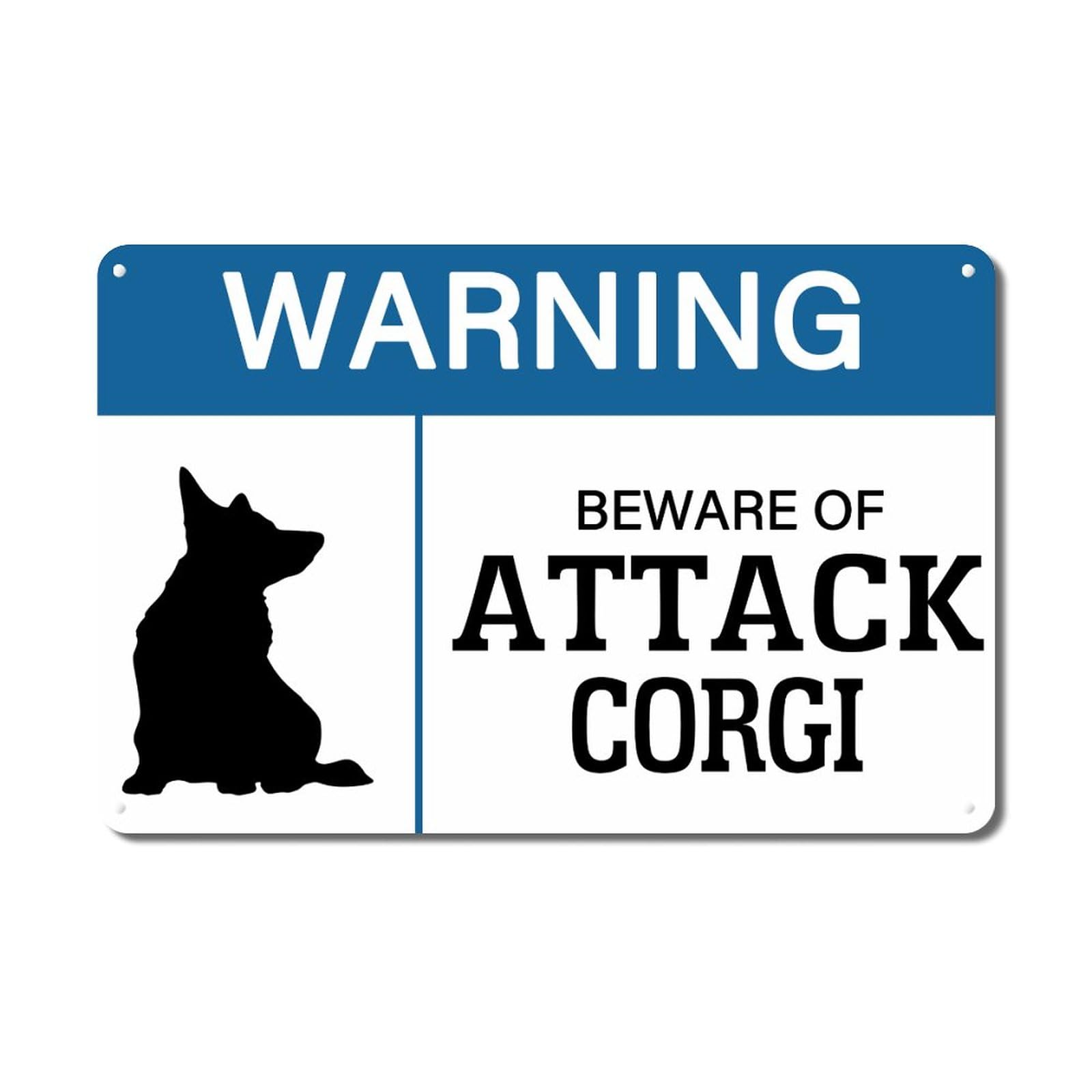 ENEDNATE Vintage Warning Metal Sign 8x12 Inch Warning Beware of Corgi Retro Man Cave Street Aluminum Tin Metal Sign for Indoor Outdoor Garden Patio Yard Park Cafe Pub Public Farm Home Decor