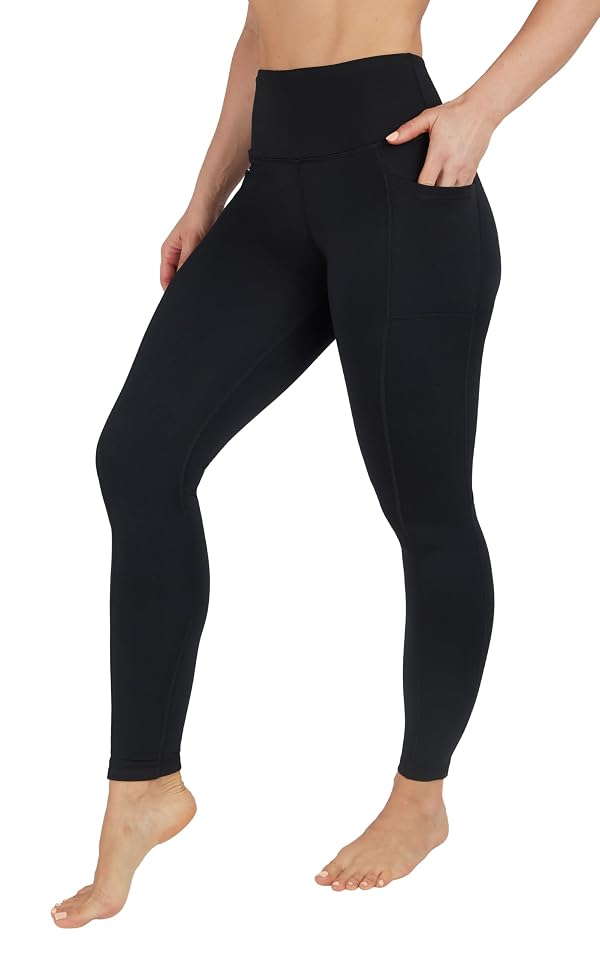 90 Degree By Reflex High Waist Fleece Lined Leggings with Side Pocket - Yoga Pants - Black with Pocket - Small by 90 Degree By Reflex - Used condition - US$18.59