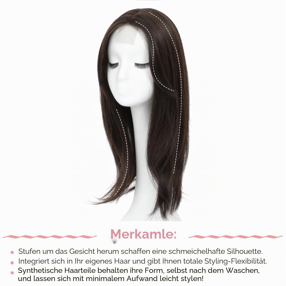 Haaraufsatz für dünner werdendes Haar, 45,7 cm, Haarteil für Damen, 16,5 x 16,5 cm, für zusätzliches Haarvolumen, natürliches glattes Haarteil, fühlt sich super weich an wie echtes Haar
