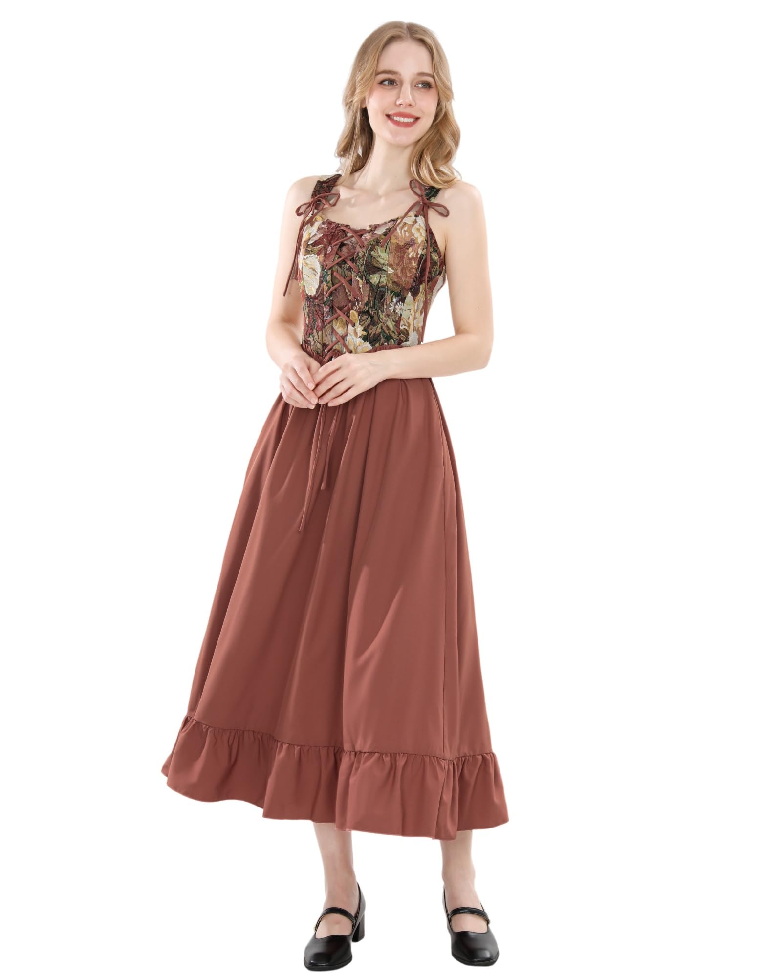 Vestido victoriano para mujer Vestido rococó Vestido largo de corsé sin mangas