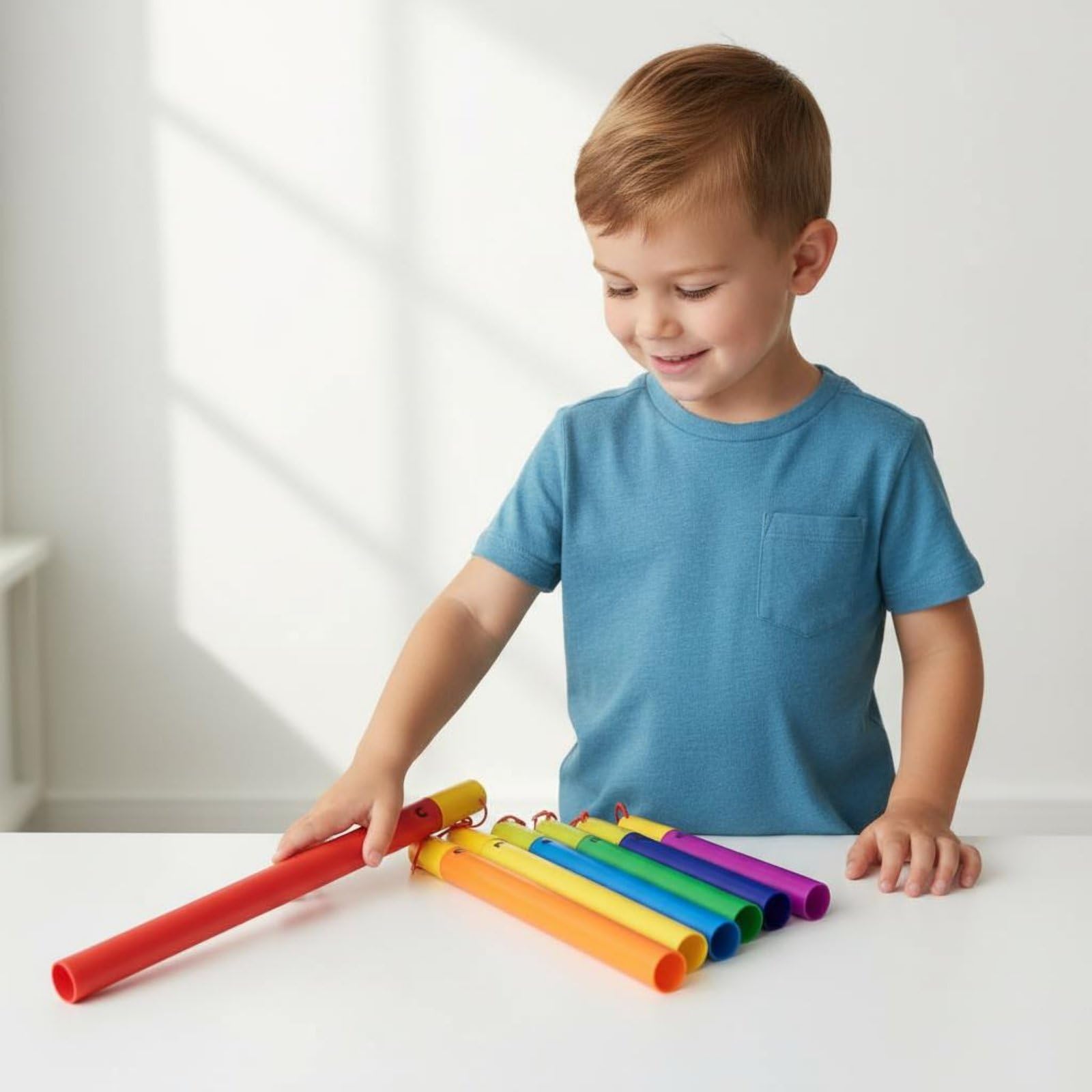 8 Pezzi Tubo Ritmico per Bambini Collezione Musicale Educativa Tubi a Percussione Accordati Diatonica Plastica Adatto per Allenamento Uditivo Corsi di Musica Giochi di Gruppo