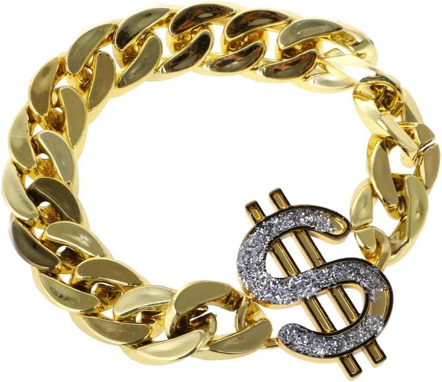 MYADDICTION Gold US Dollar Sign Bracelet Costume Gangster Pimp Hiphop Rapper Fancy DressClothing Shoes & Accessories | Costumes Reenactment Theater | Costumes | Men
