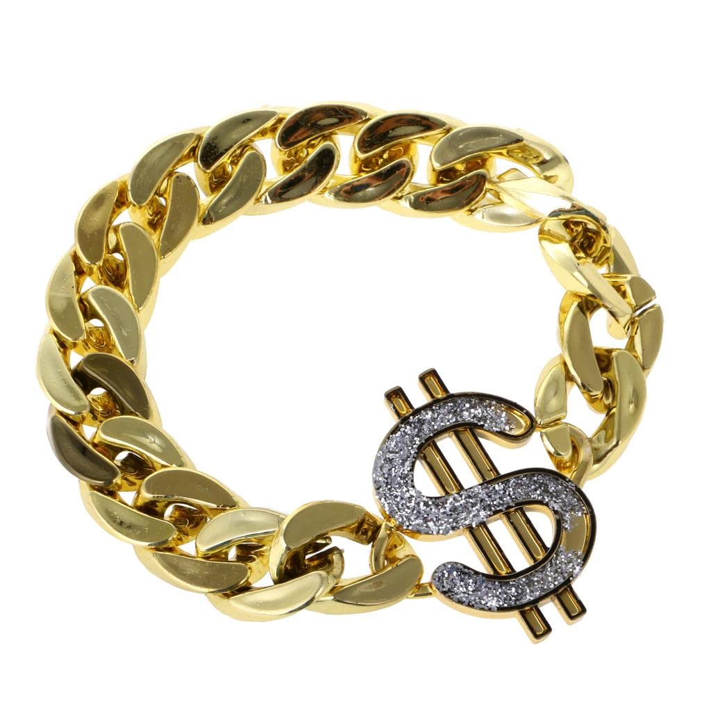 MYADDICTION Gold US Dollar Sign Bracelet Costume Gangster Pimp Hiphop Rapper Fancy DressClothing Shoes & Accessories | Costumes Reenactment Theater | Costumes | Men
