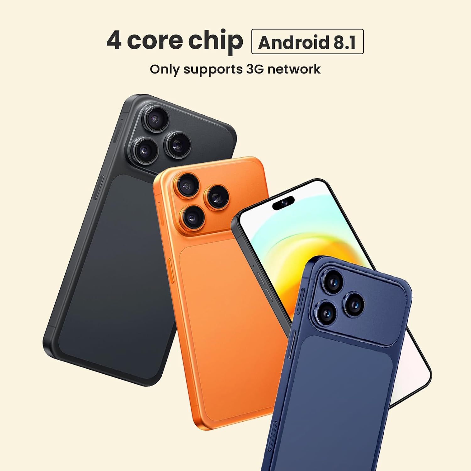 Unlockable Phone with 3G Support, Android OS, 6.7-inch Screen, 1GB RAM + 16GB ROM/TF Card Slot (128GB), Dual SIM, Dual Cameras, Suitable for Beginners (135orange)
