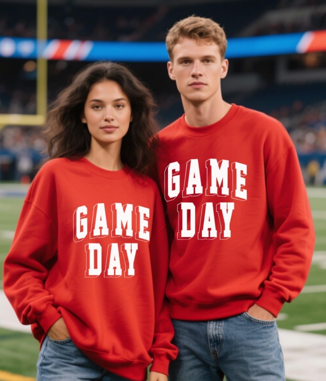 Game Day Sweatshirt for Women Cute Football Graphic Pullover Shirt Football Season Long Sleeve Tops - Image 5