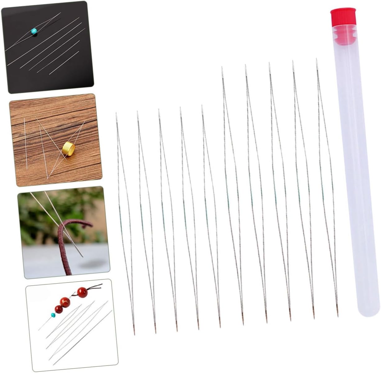 Beatifufu Beading Needles Lightweight Bent Sewing Needles for Jewelry DIY Crafting with Clear Portable Bottle for Bead Bracelets and Decoration Supplies
