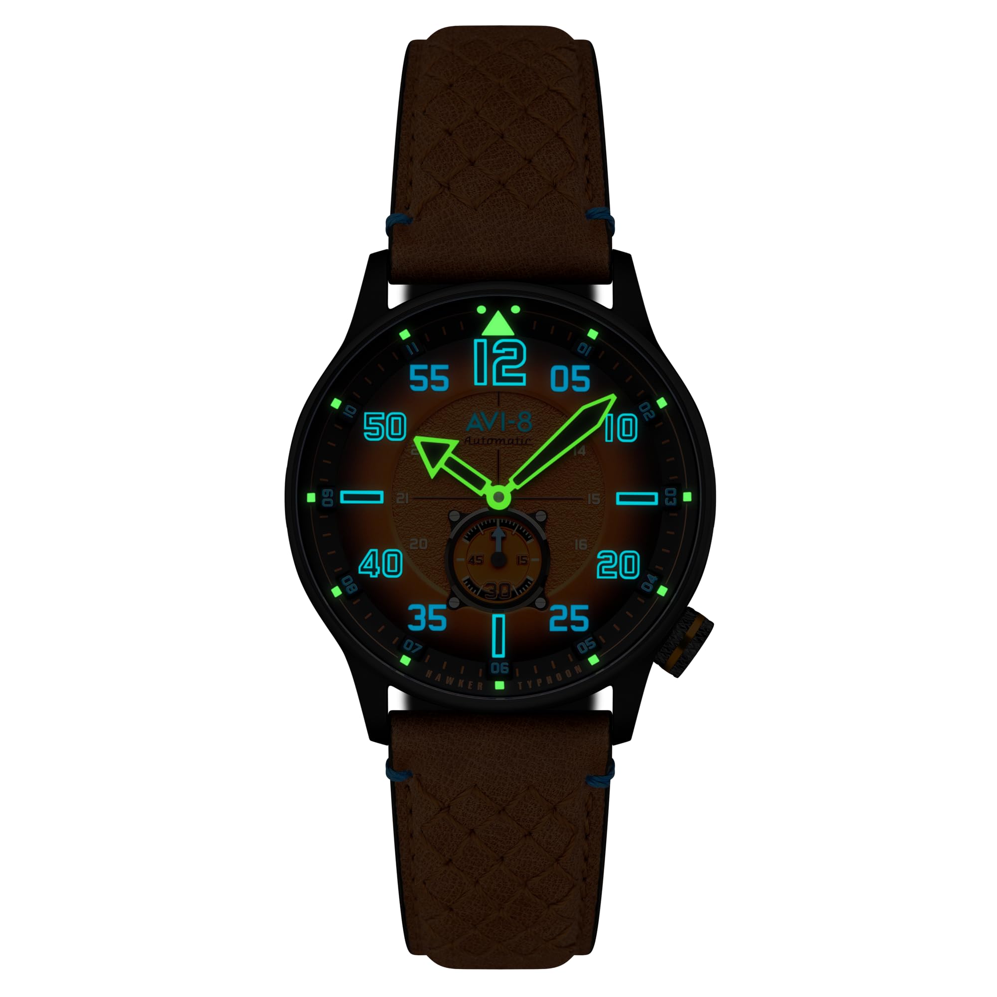AVI-8 Hawker Typhoon Baldwin Orologio automatico da uomo 42mm con cinturino in pelle AV-4119