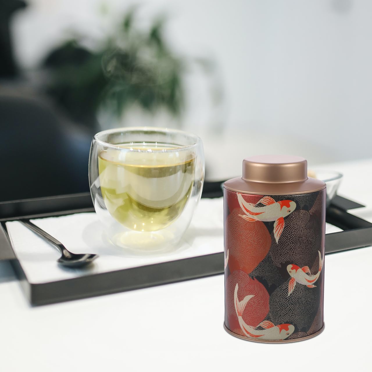 STOBAZA Teedose Weißblech - Chinesischer Stil Mit Kranichmuster