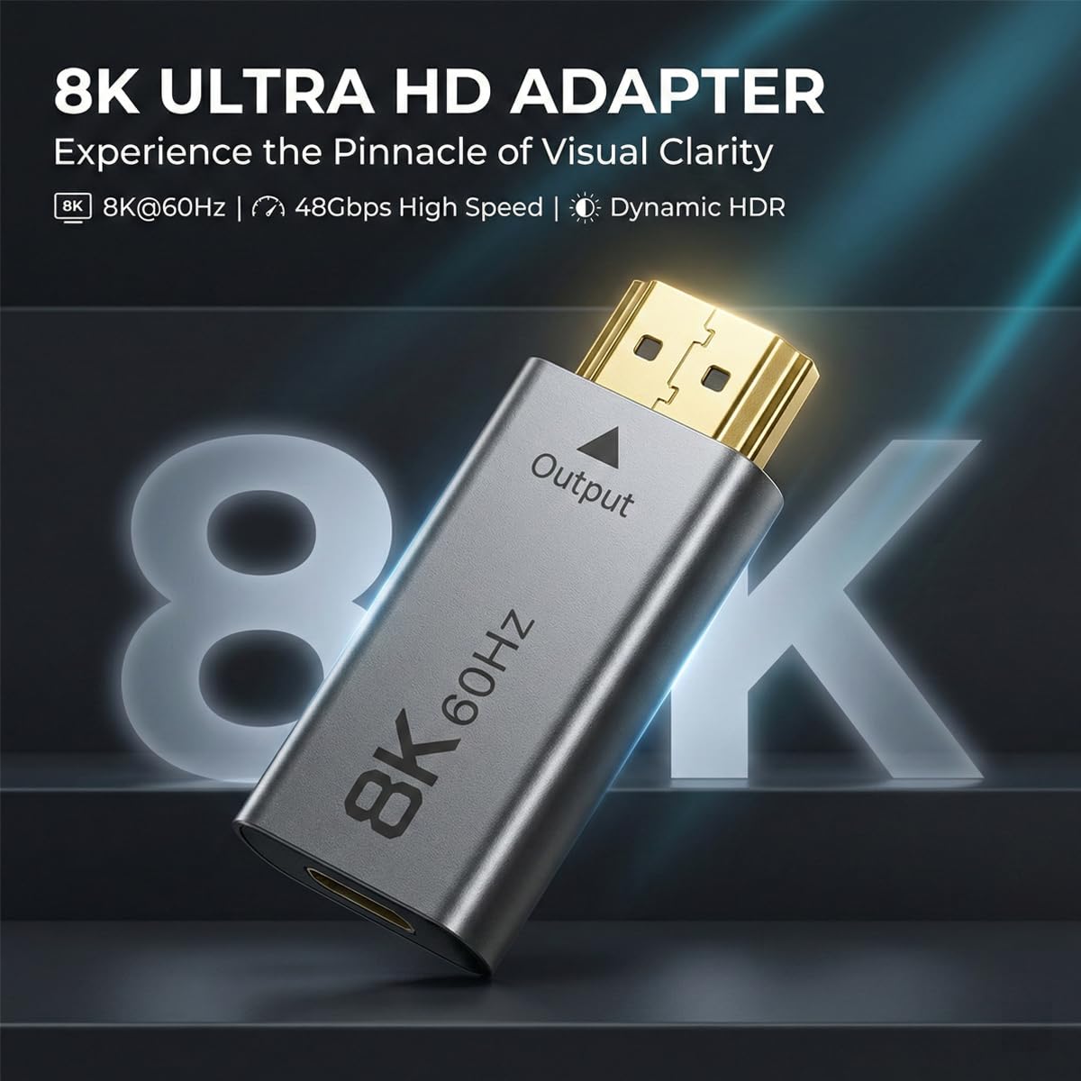 Adattatore 8K da USB C a HDMI 2.1, convertitore USB-C femmina a HDMI maschio, 8K a 60Hz, 4K a 120Hz, 2K a 240Hz, HDR, Thunderbolt 3/4 di tipo C, compatibile con tablet, telefono e laptop, 1