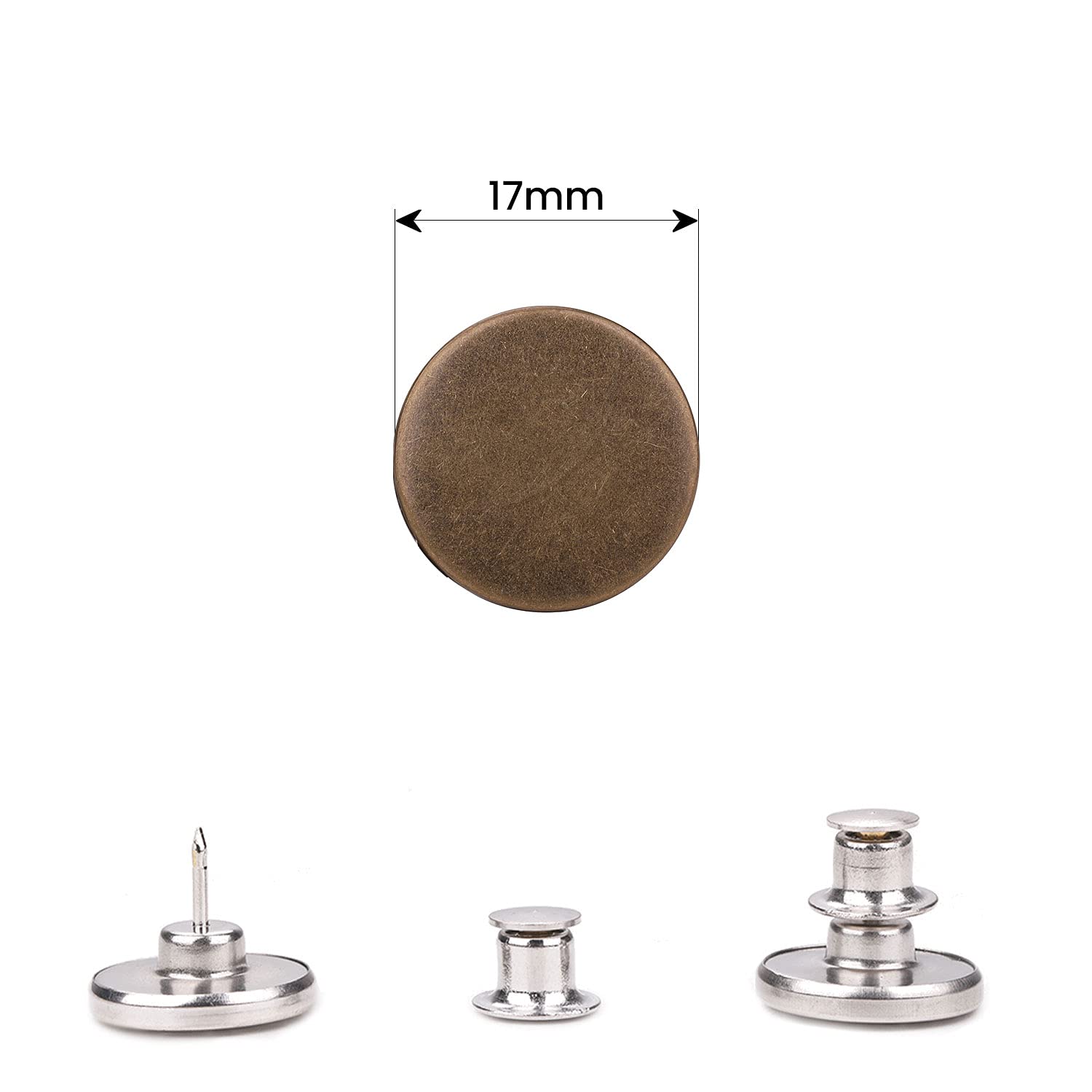 Lot De 10 Boutons En Jean Sans Couture 17 Mm - Pour Jeans