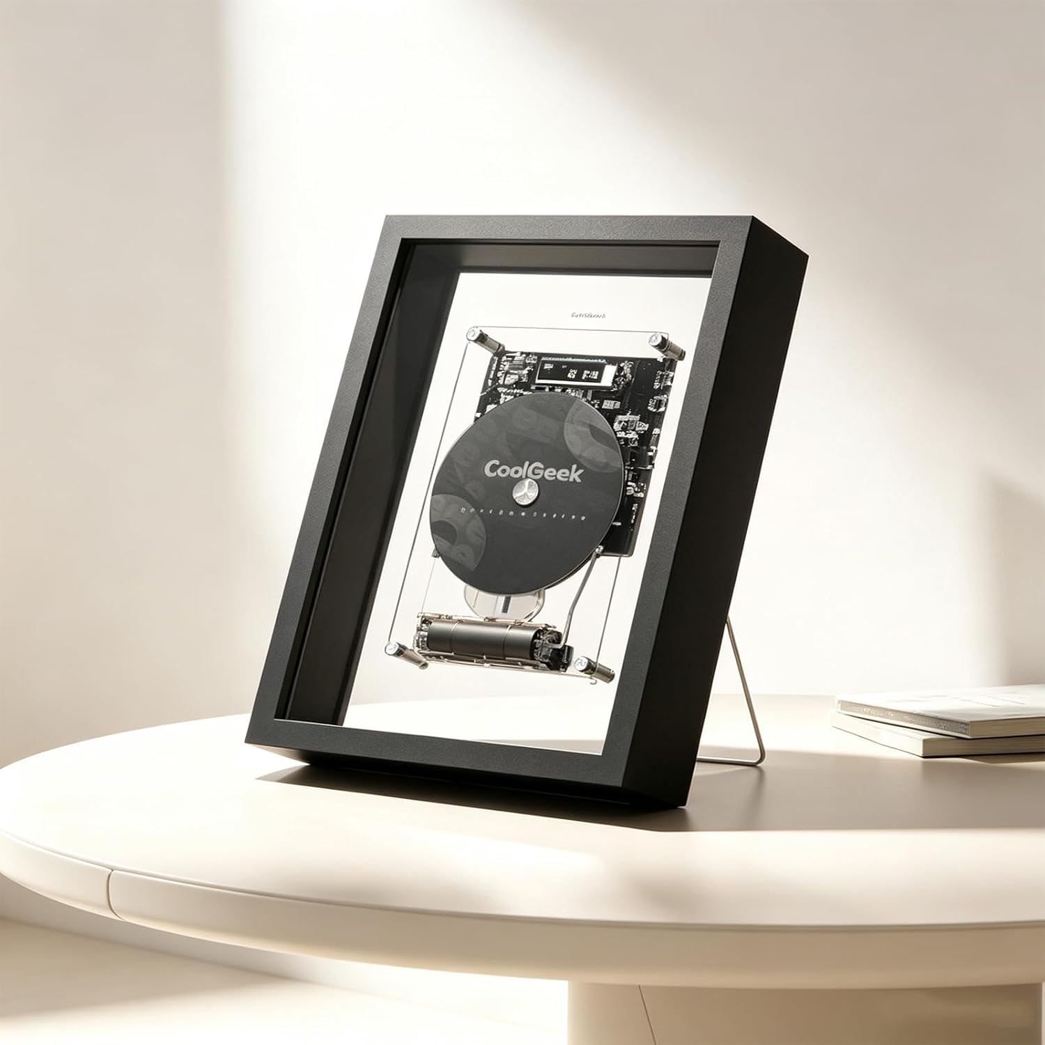 Frame Style Transparent Cd Player, Bluetooth 5.0 & Aux Hi-fi Audio Player, Wall & Tabletop 4 Installation Modes,Decorative Desktop Cd Player with Remote Control for Home Music Decor