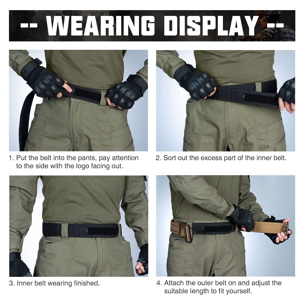 IDOGEAR 2 "Pas Taktyczny Molle pasy z 1.75" wewnętrzny pas Quick-release Metalowa Klamra Bitwa Paski Unisex Laser-cut styl (Coyote Brown,Large)
