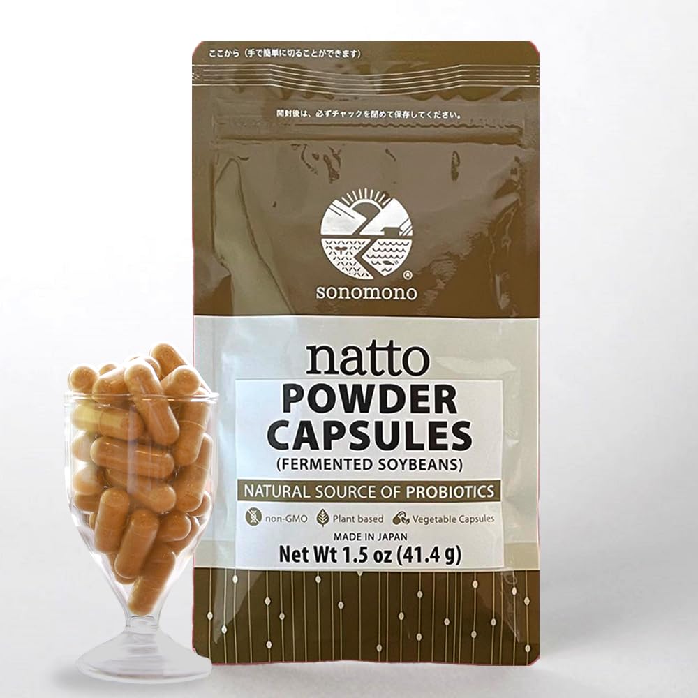 sonomono Whole Natto Capsules – Premium Japanese Freeze-Dried Fermented Soybean Powder, Live Spore-Form Probiotics, Non-GMO, Vegan, Naturally Contains Vitamin K & Nattokinase, Additive-Free, 90 Caps (30 Days) sonomono Whole Natto Capsules – Premium Japanese Freeze-Dried Fermented Soybean Powder, Live Spore-Form Probiotics, Non-GMO, Vegan, Naturally Contains Vitamin K & Nattokinase, Additive-Free, 90 Caps (30 Days)