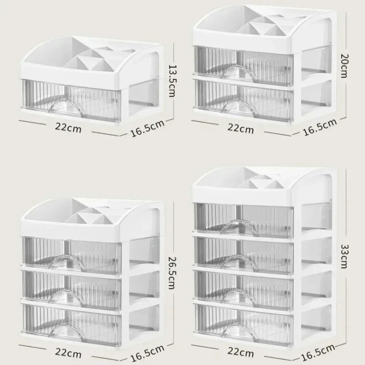 Schminktisch Organizer Aufbewahrungsbox Desktop-Aufbewahrungsschublade Mehrschichtiger Schrank Kosmetikorganisatoren(White-three)