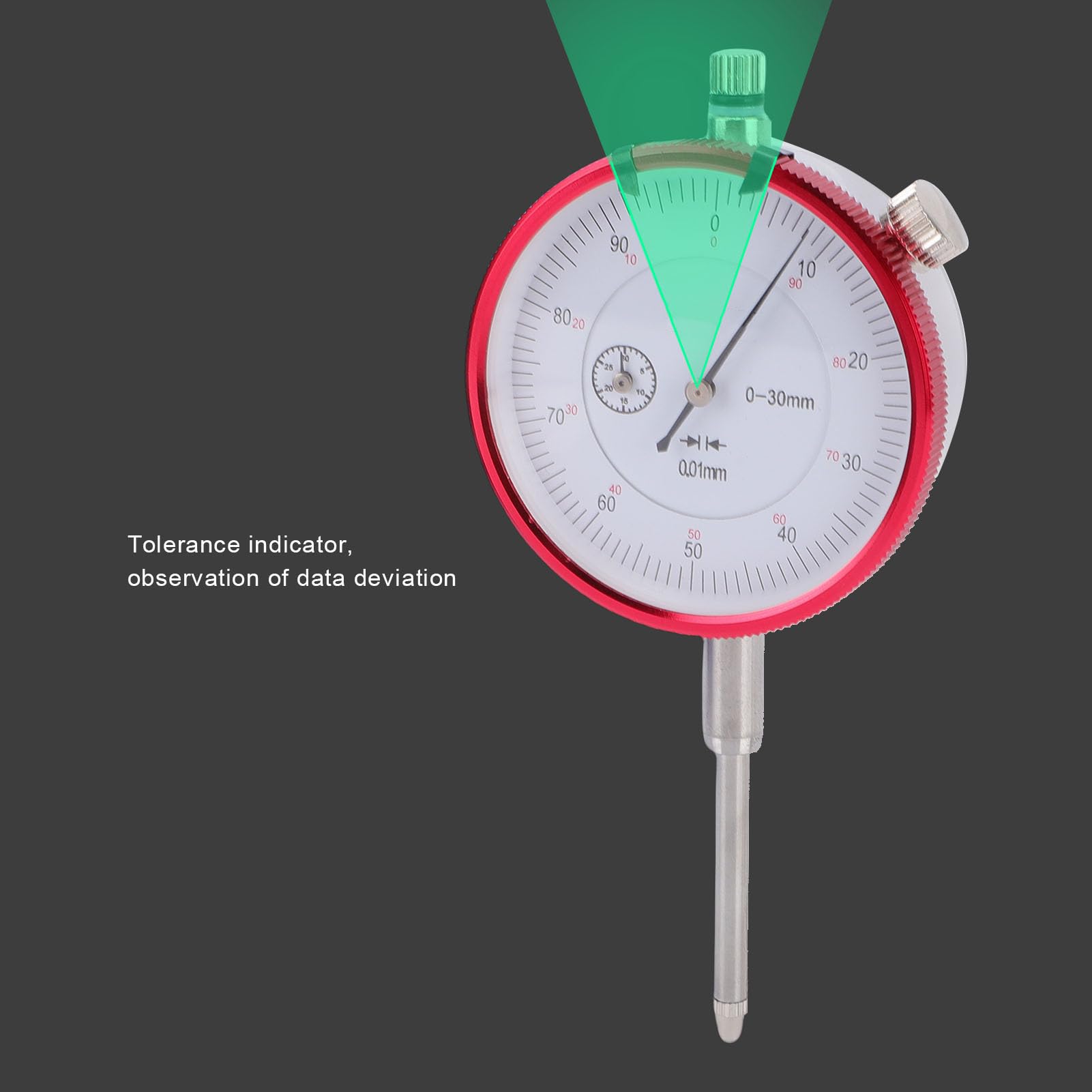 Garosa Indicador de Cuadrante Rango de 0 a 30 Mm Precisión de 0,01 Mm Acero Inoxidable a Prueba de Golpes, con Sonda Reemplazable y Perilla de Bloqueo para Torno de Carpintería Taller