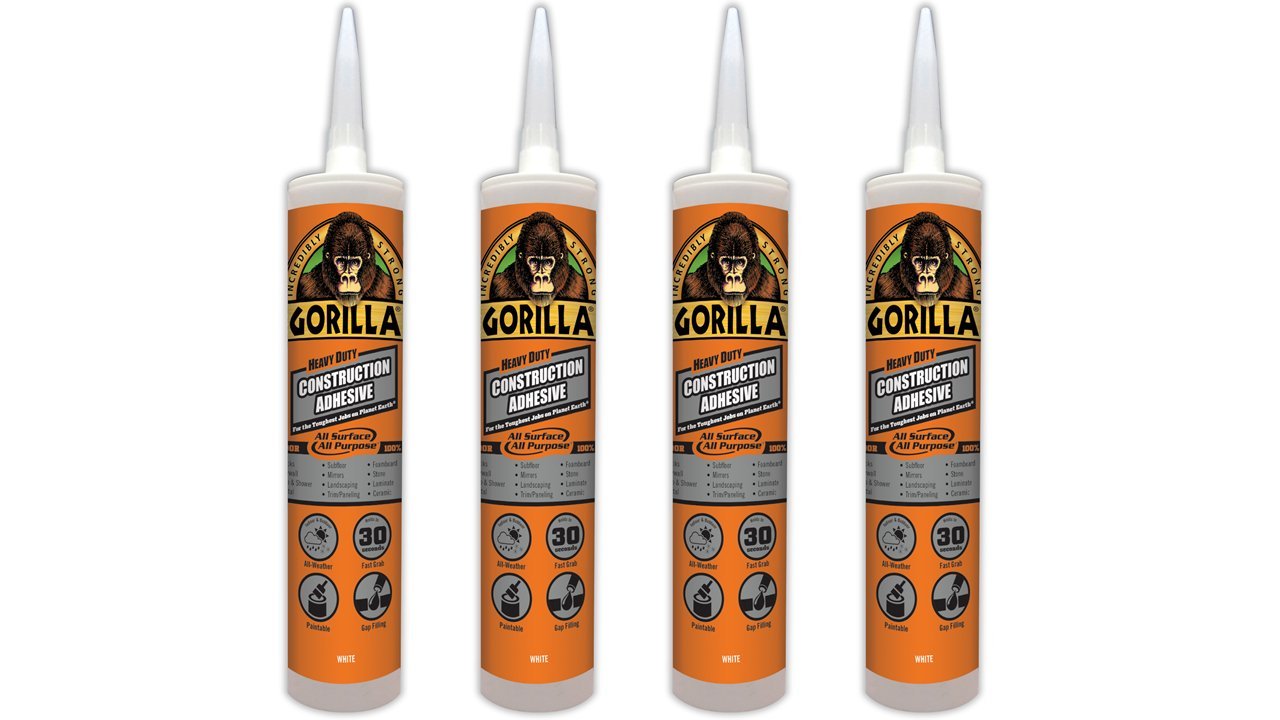 Gorilla 8010001-4 Heavy Duty Construction Adhesive, 9 oz, White, (Pack of 4), 4 Pack