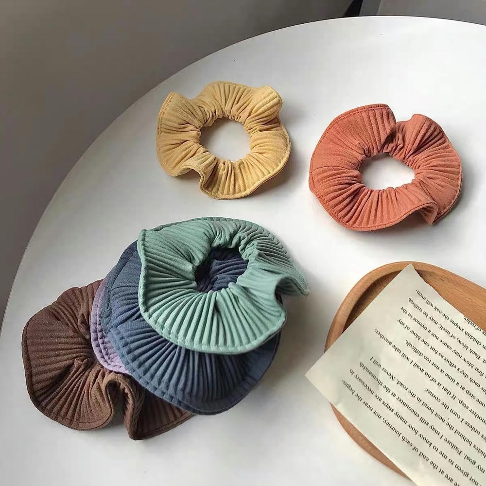 Bandas para el pelo, lazos de satén para el pelo, lazos de seda para el pelo, anillos para trenzas, 6 unidades de color sólido, banda para el pelo arrugada, banda de goma, diadema para el pelo