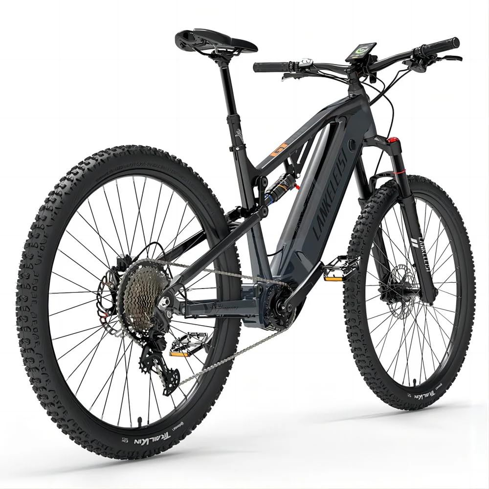 LANKELEISI GT800 E Bike Herren Mountainbike 29 Zoll Fully Mittelmotor Grau | 12 Gang Schaltwerk, 48V 20Ah Akku, Hydraulische Scheibenbremsen, Pedelec, Elektrofahrrad für Damen und Herren, MTB