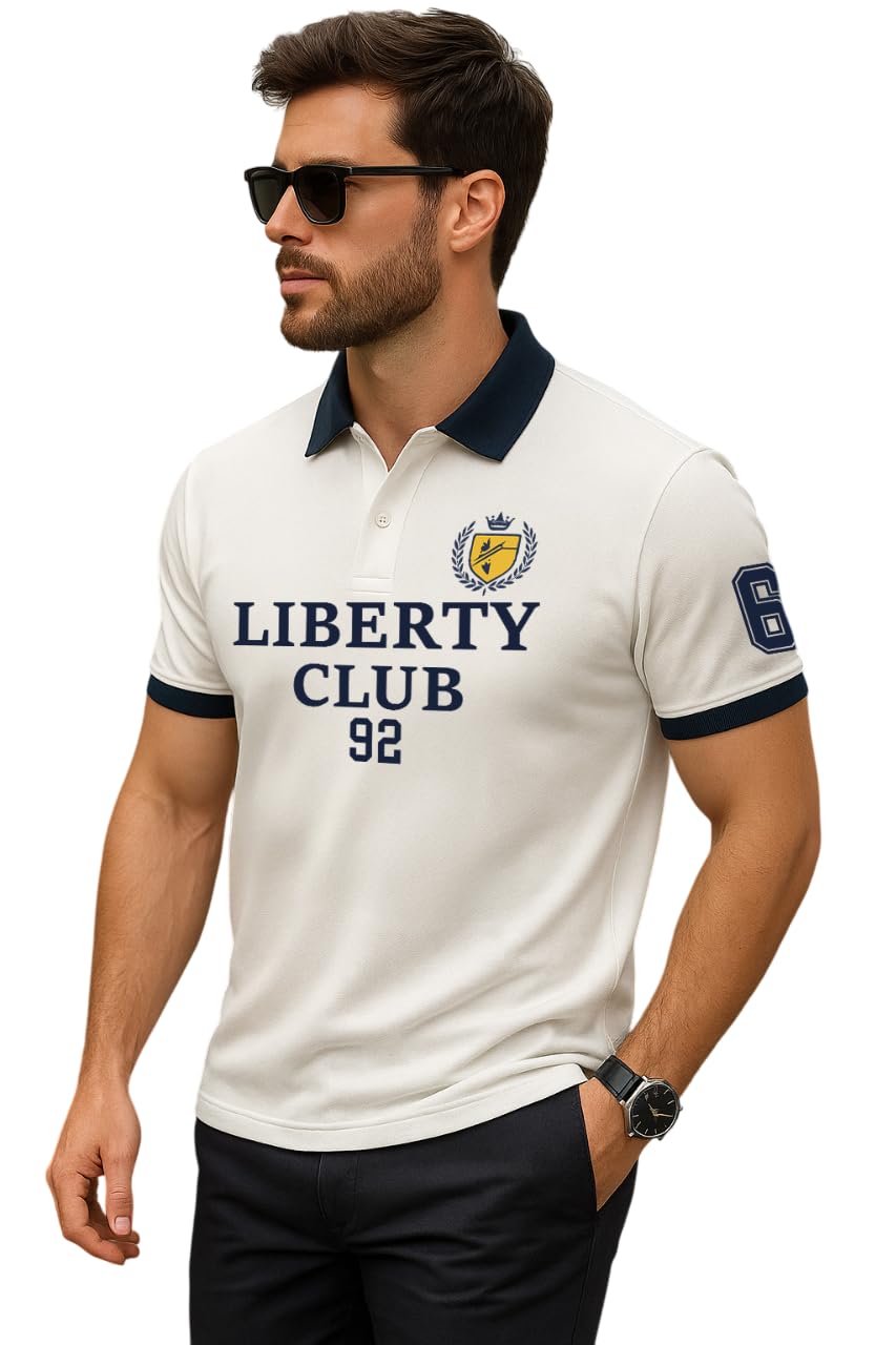 dagcros Liberty Club 92 Men's Polo T-Shirt, Classic Regular Fit, Half Sleeve, Black-picture-12