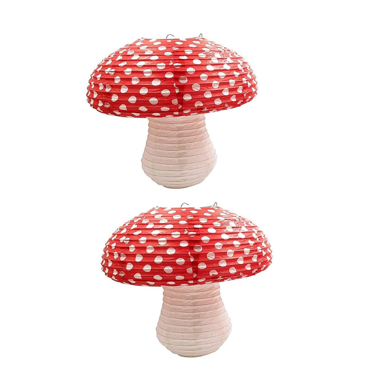 Yardenfun 2Pcs Cute Lanterns for Birthday Party Decorative Hanging Lanterns Fun Mushroom Design Lightweight Portable for Kindergarten Celebrations and Home Decor