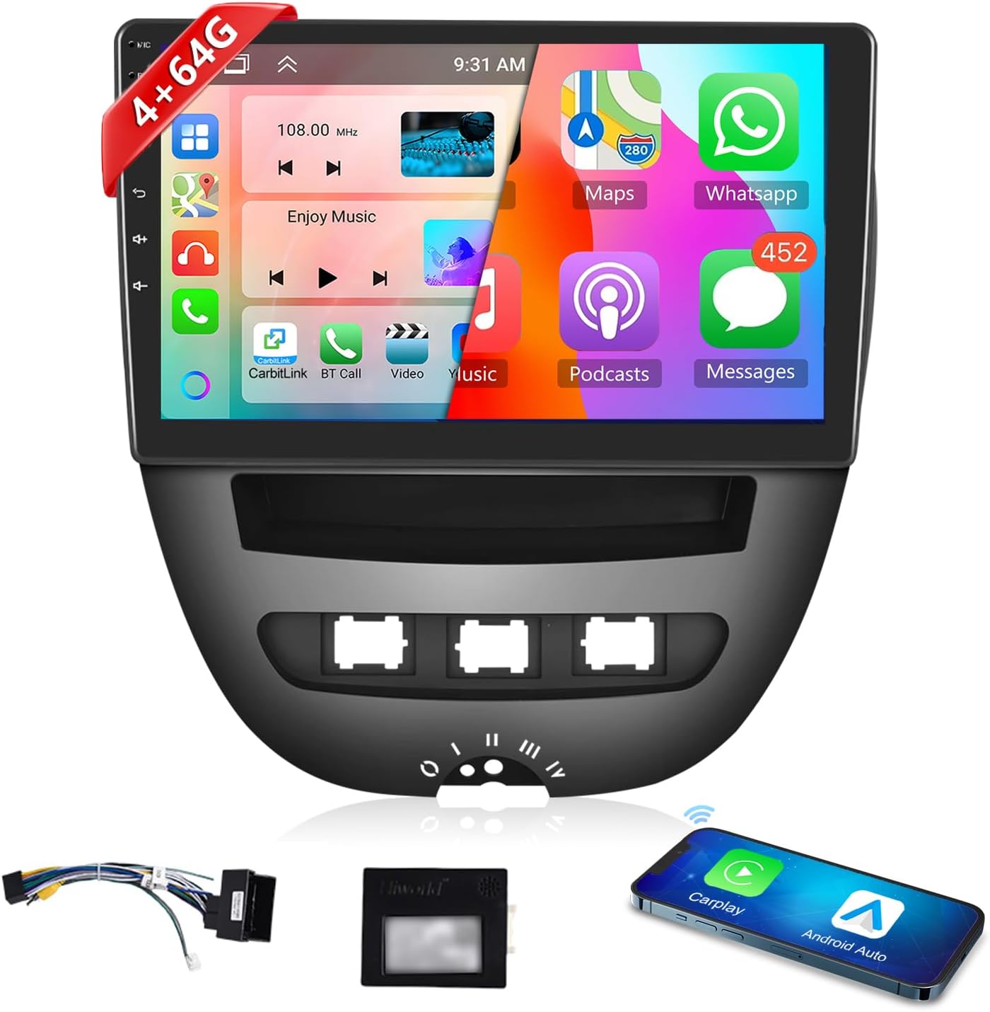AUTORADIO CARPLAY SANS Fil Toyota Aygo / Peugeot 107 / Citroën C1 2005-2014 EUR 174,99 - PicClick FR
