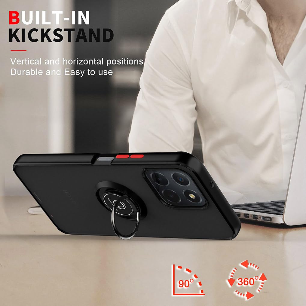 SEAHAI Cover per Honor X6b, Glassato Traslucido Dura PC Protettiva Custodia Silicone TPU Bumper Antiurto AntiGraffio Case con 360° Anello Supporto, Cielo Blu