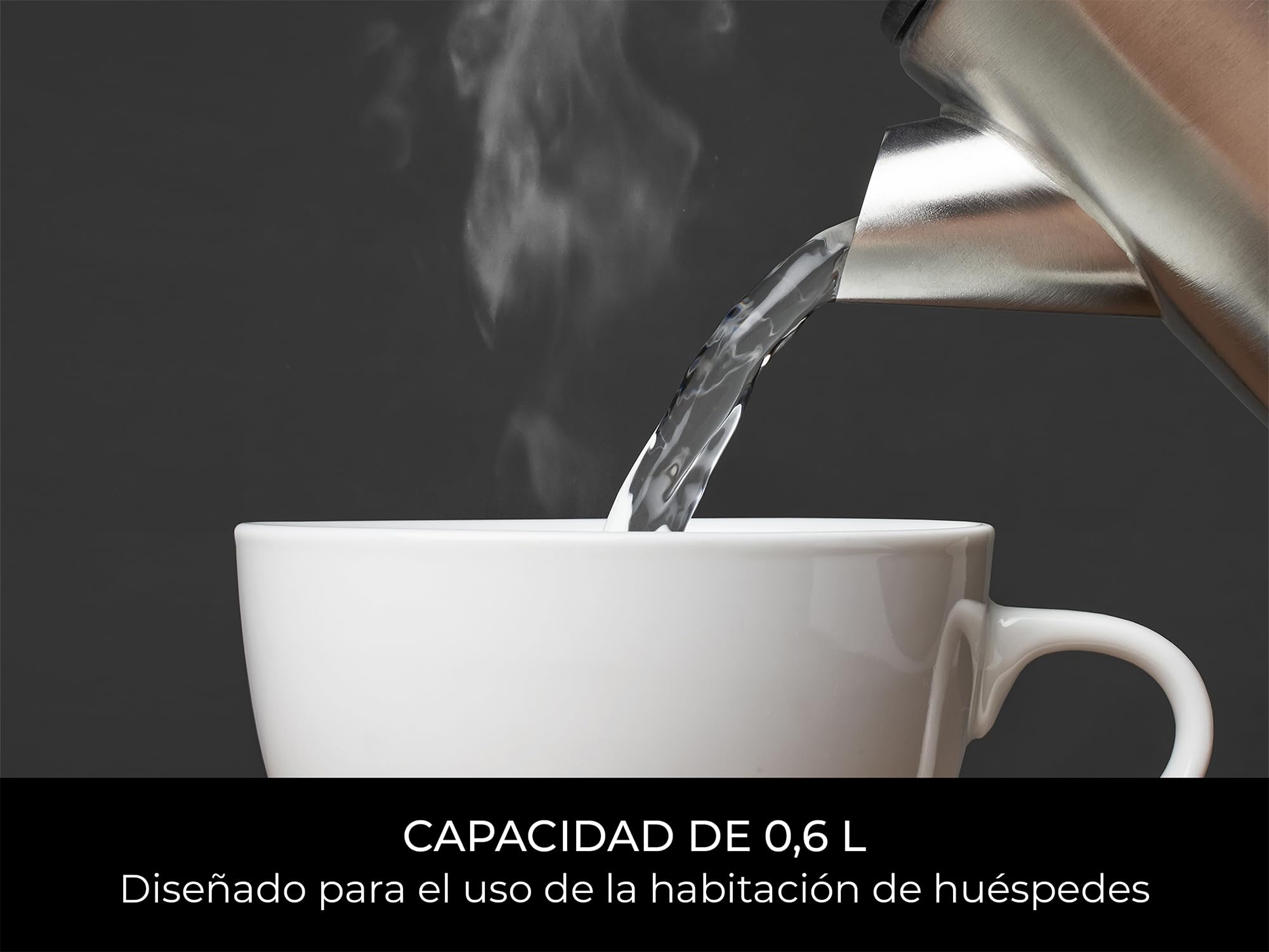 Corby Canterbury - Hervidor de agua de acero cepillado (1 litro, enchufe europeo)