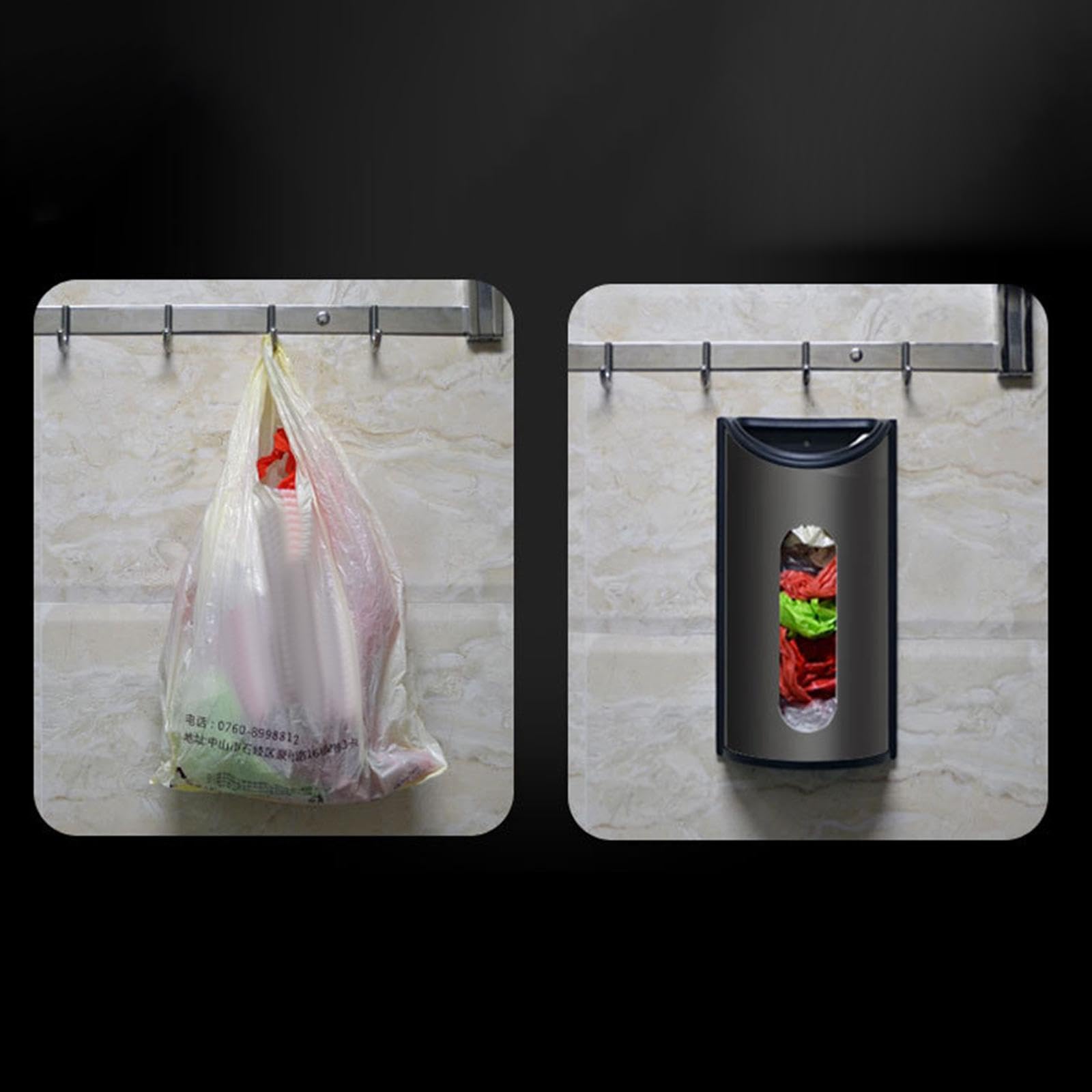 Dispenser per Sacchetti della Spesa a Parete, Dispenser per Sacchi della Spazzatura, Salva Sacchetti della Spesa Resistente, Semplice Porta Sacchetti
