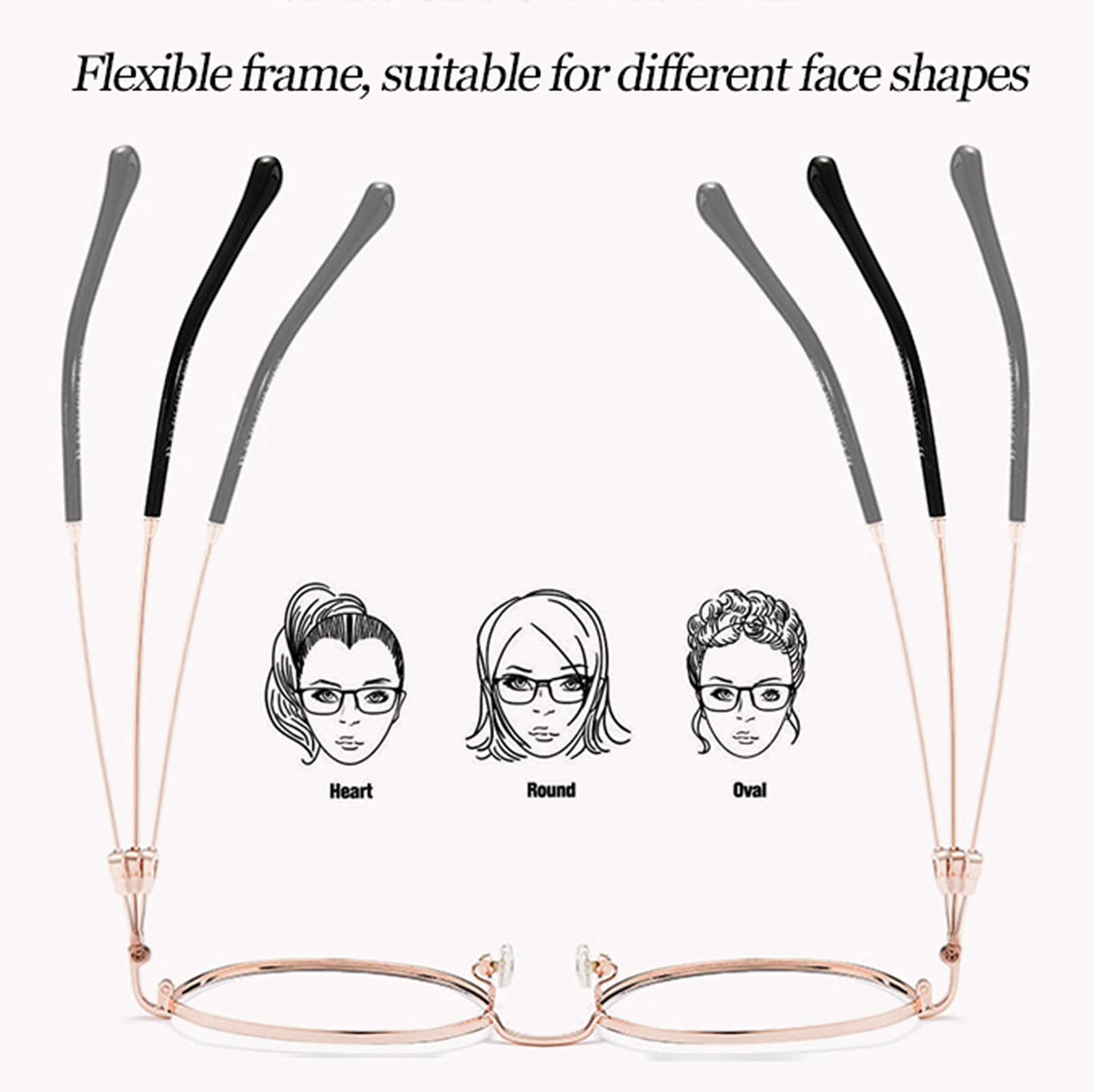 Duże Okulary Do Czytania Z Blokadą Niebieskiego Światła Dla Kobiet, +1,5 Fashion Love Metal Frame Anti Eye Strain Computer Reader/D/3
