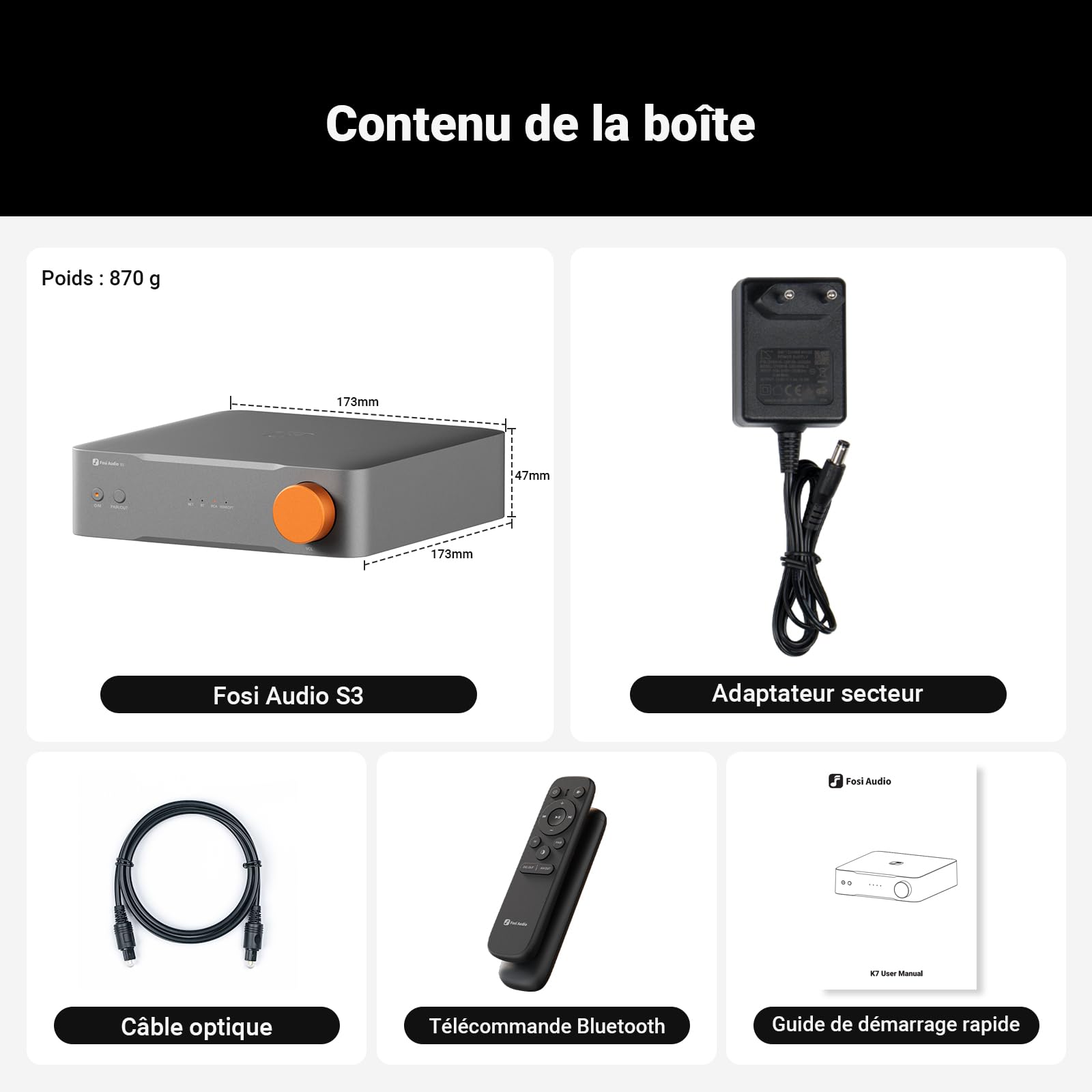 Fosi Audio S3 Music Streamer & Préampli DAC HiFi, AK4493SEQ DAC Wi-FI 6 Bluetooth 5.3, Transport Numérique avec XLR Symétrique/Opt/Sub/HDMI eARC, AirPlay 2 Spotify Connect Tidal, Égaliseur 10 Bandes | AK4493SEQ DAC, Wi-Fi 6 Bluetooth 5.3, XLR équilibré/op