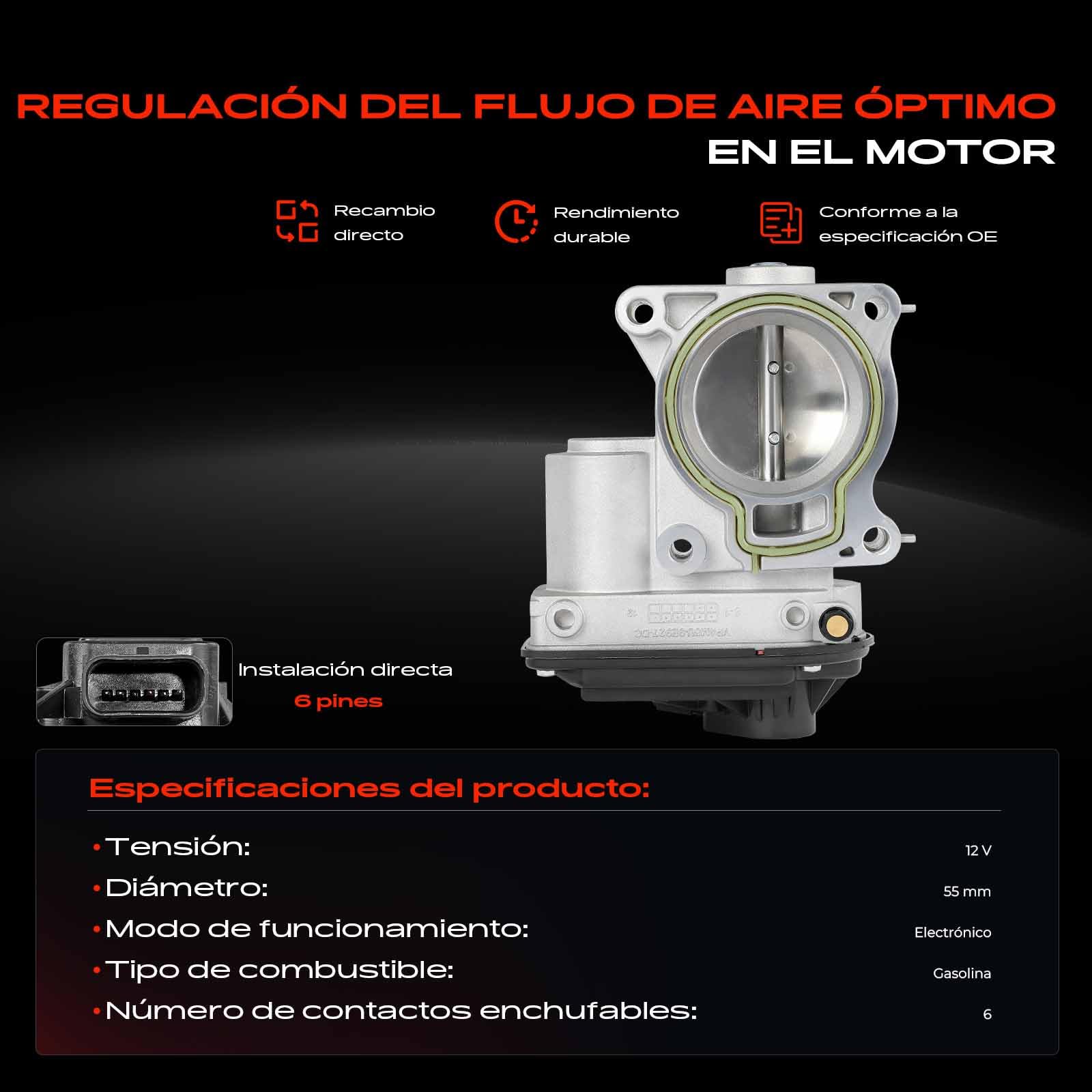 Frankberg Válvula de mariposa Colector de la válvula de mariposa | 4M5G9F991FA; Compatible con: S80 II 124, Galaxy WA6, Fiesta V JD JH, S40 II 544, C-Max DM2, S-Max WA6