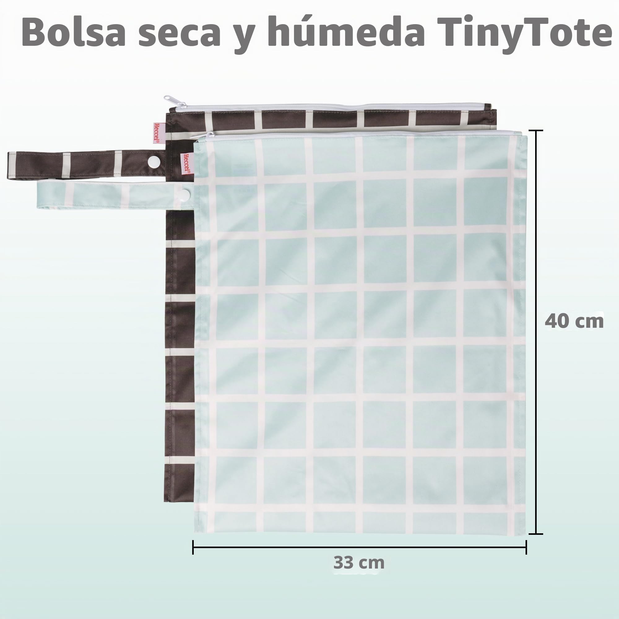 HECCEI 2 Bolsas de Tela Impermeables y secas y Reutilizables, Lavables, con Bolsa de Gancho, 33 x 38 cm, para Actividades al Aire Libre