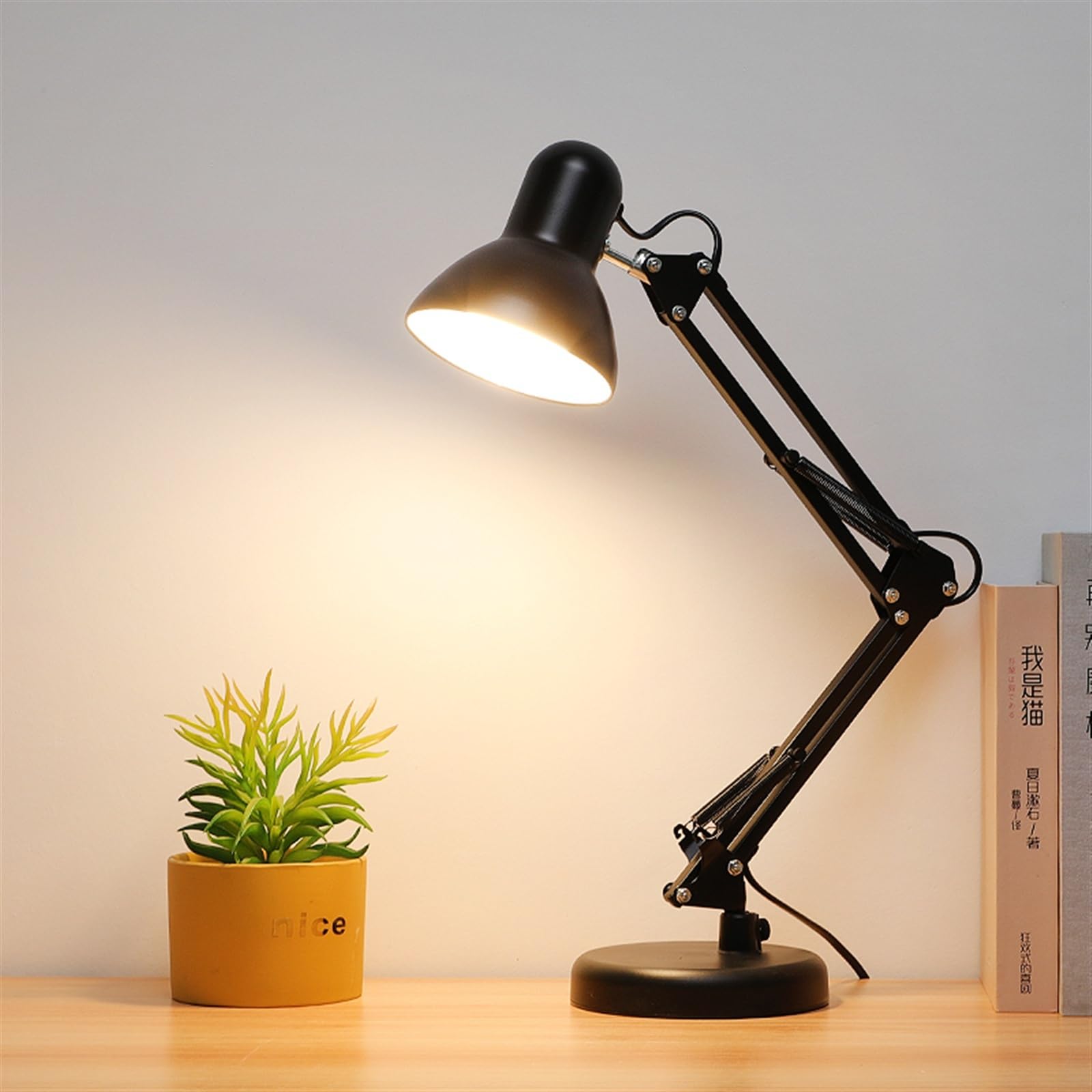 Lampa stołowa Lampa biurkowa LED z zaciskiem, metalowa lampa biurkowa z wysięgnikiem, regulowane, składane lampki na biurko E27 z 3 trybami kolorów do domowego biura, pracy, nauki, czytania Lampa do c